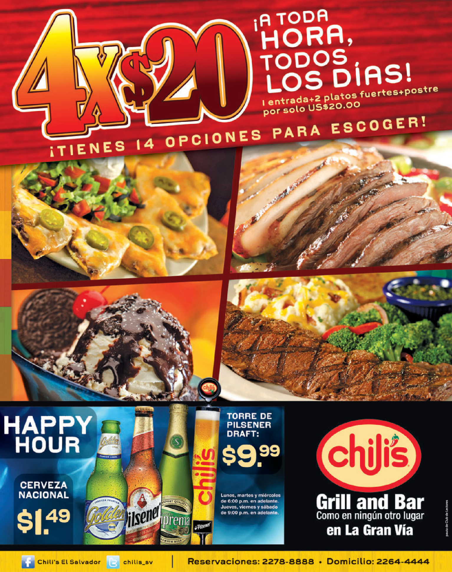 Promocion 4x20 de restaurante CHILIS 13dic13 Ofertas Ahora