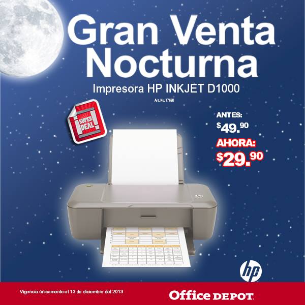 Gran venta noctura Impresora HP inkJet office depot - Ofertas Ahora