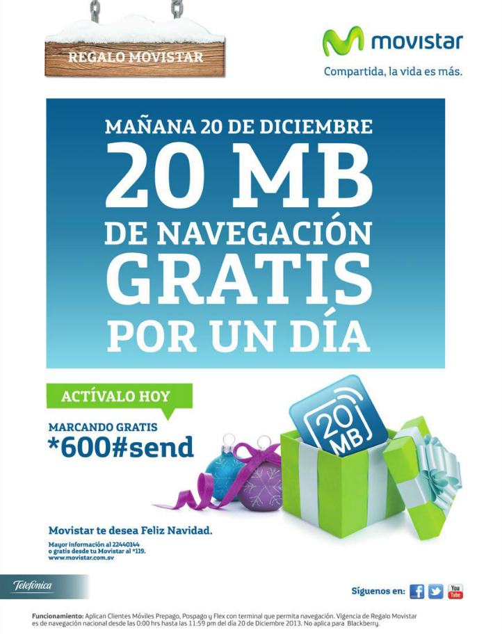 Promociones MOVISTAR Regalo Internet Gratis - 19dic13 - Ofertas Ahora