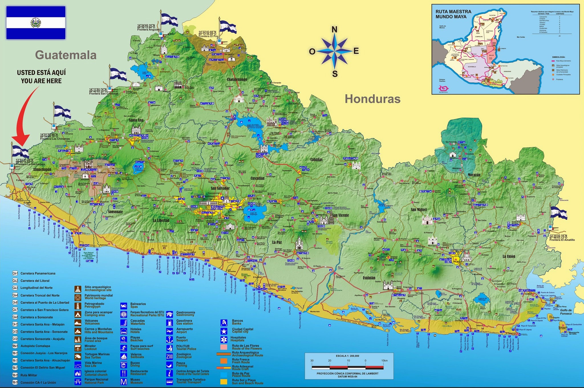 Turist Guide EL SALVADOR Map FREE Printable