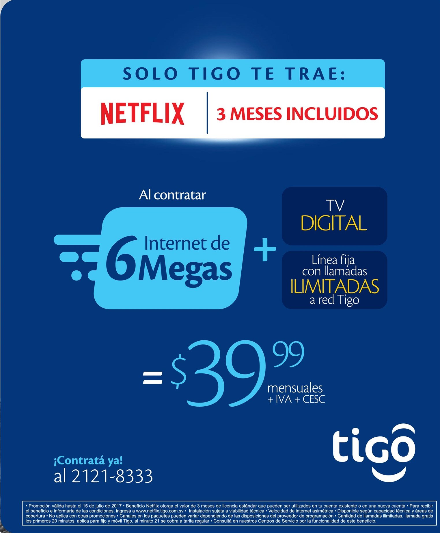 TIGO de 6MB mas cable digital Ofertas Ahora