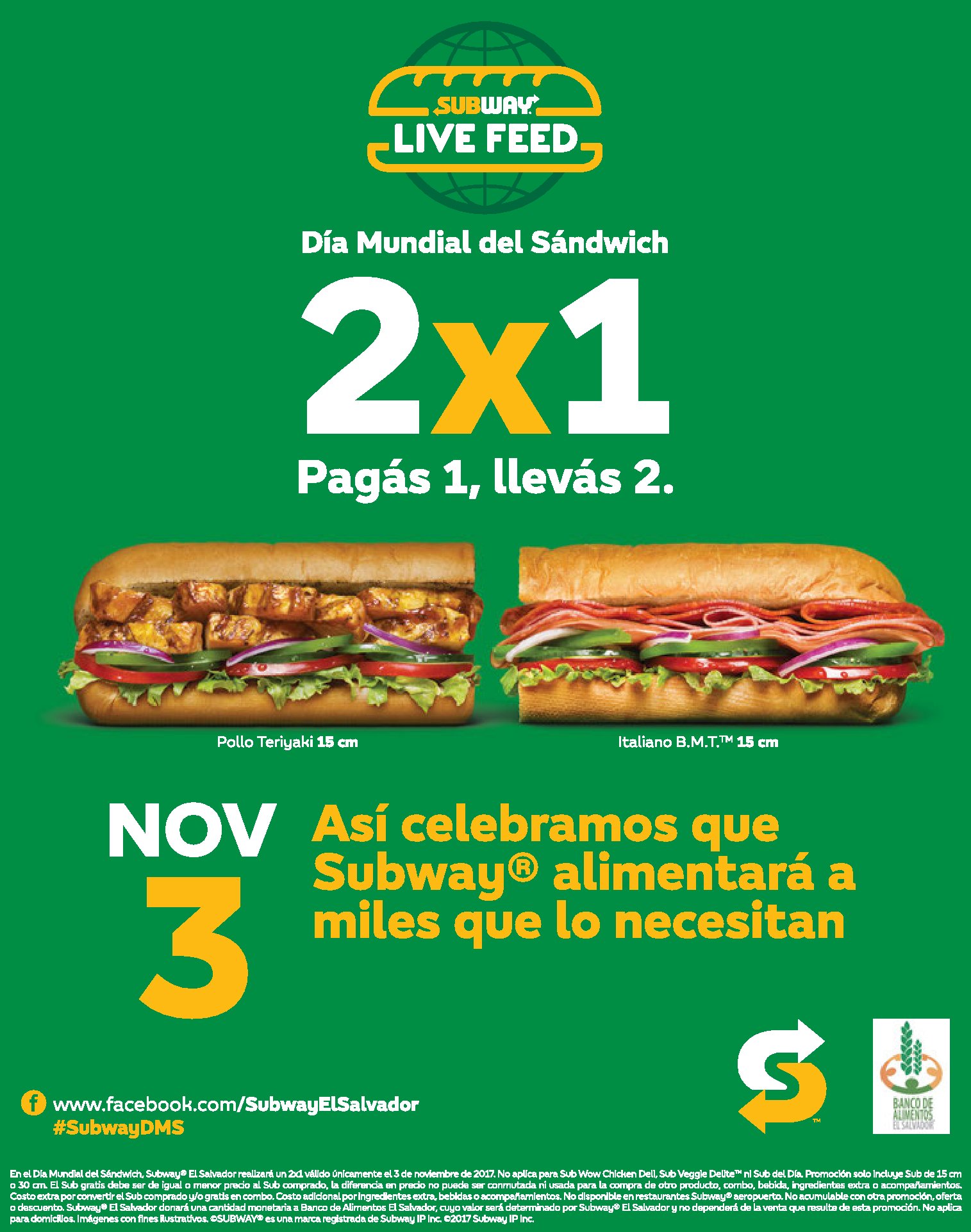 Subway X Dia Mundial Del Sandwich Ofertas Ahora