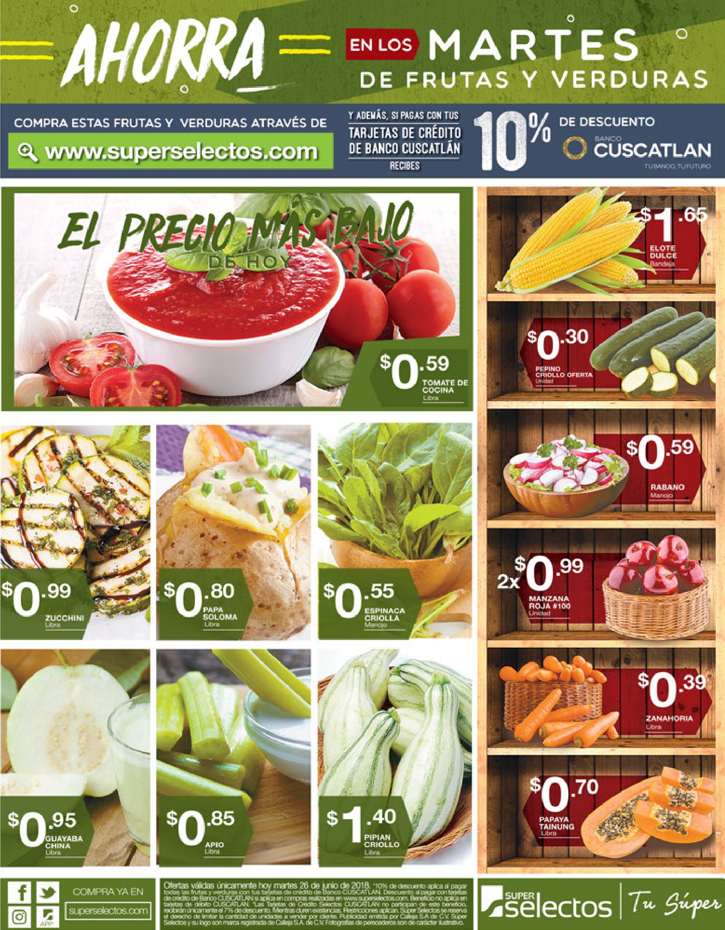 MARTES De Frutas Y Verdura - SUPERSELECTOS - 26/jun/18 - Ofertas Ahora