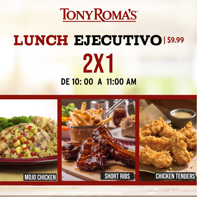 Promocion Lunch Ejecutivo Restaurante Tony Romas El Salvador Noviembre Ofertas Ahora