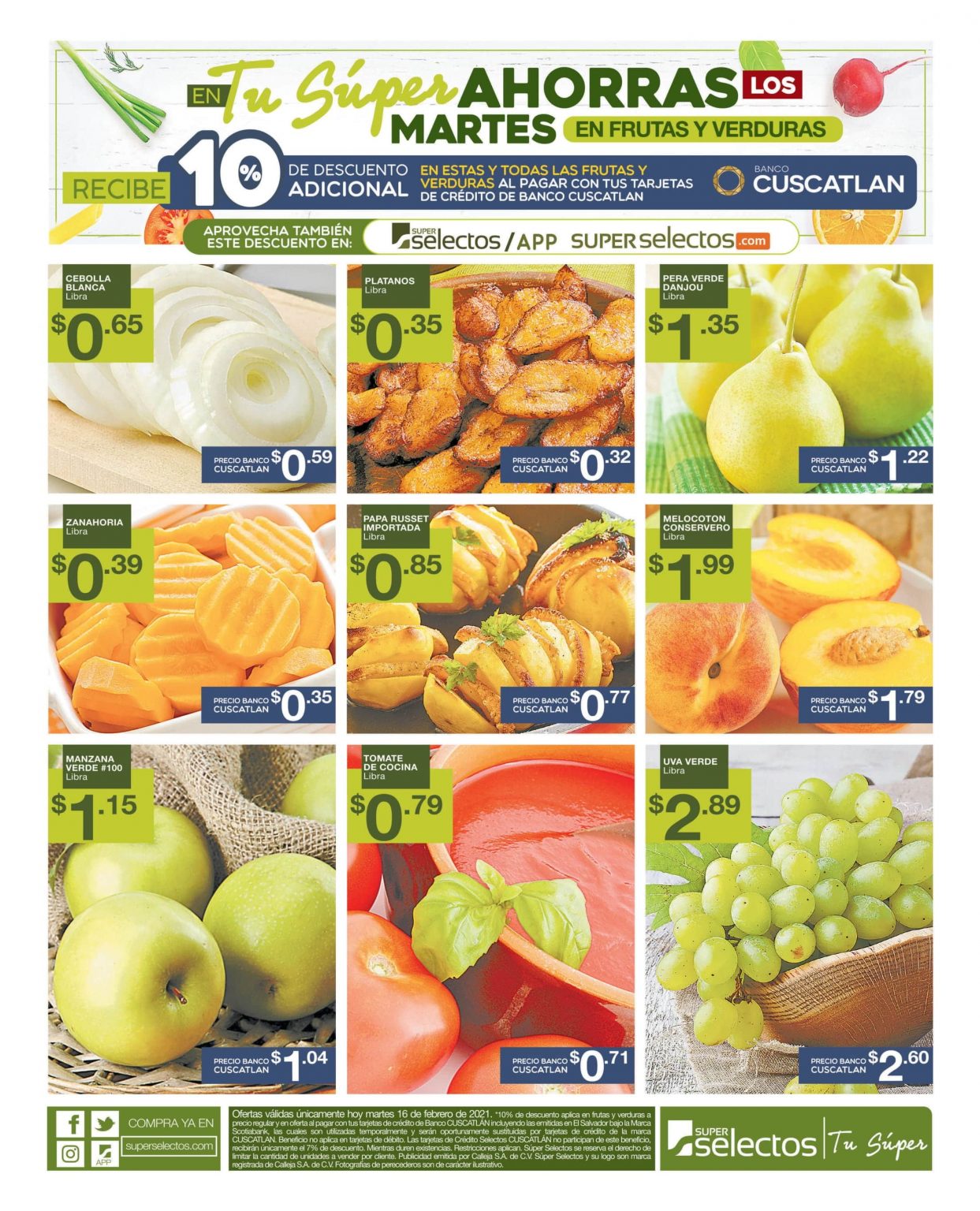 AHORRA en frutas y verduras SuperSelectos (16.feb) Ofertas Ahora